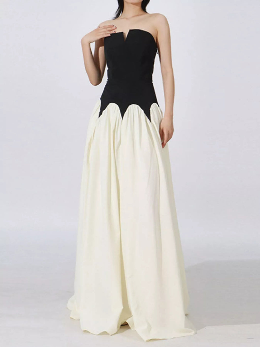 Two tone tube maxi dress back view