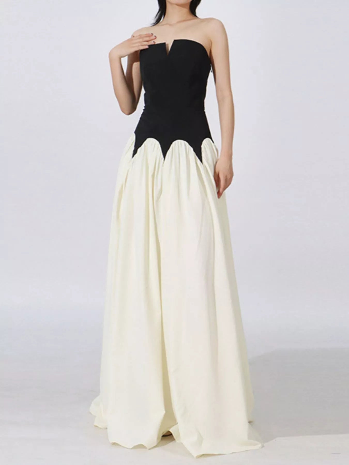 Two tone tube maxi dress back view