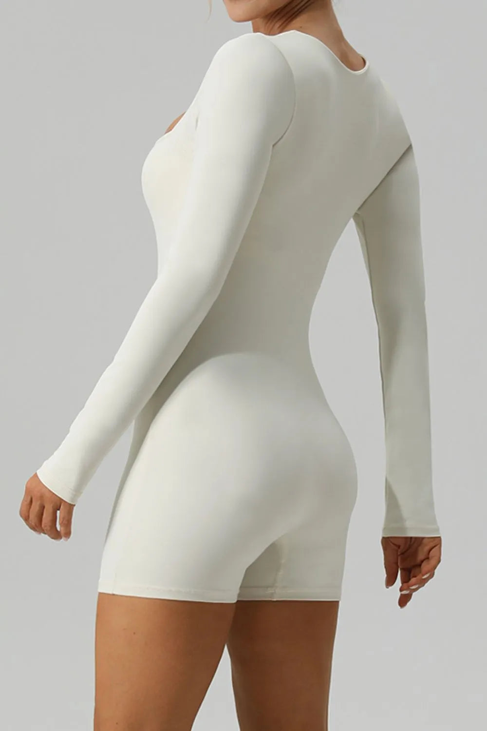 Ivory active romper side view