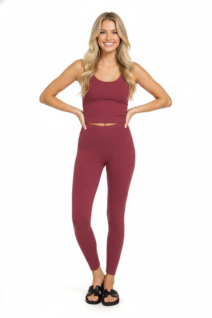 Cotton full length leggings fabric detail close up