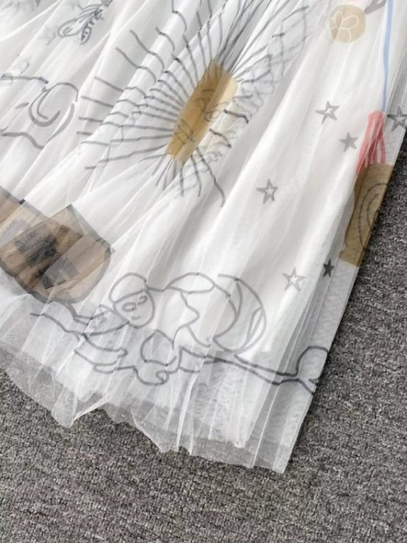 Tulle midi skirt side profile