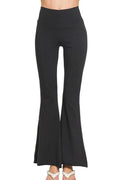 Black high waisted flare yoga pants front view