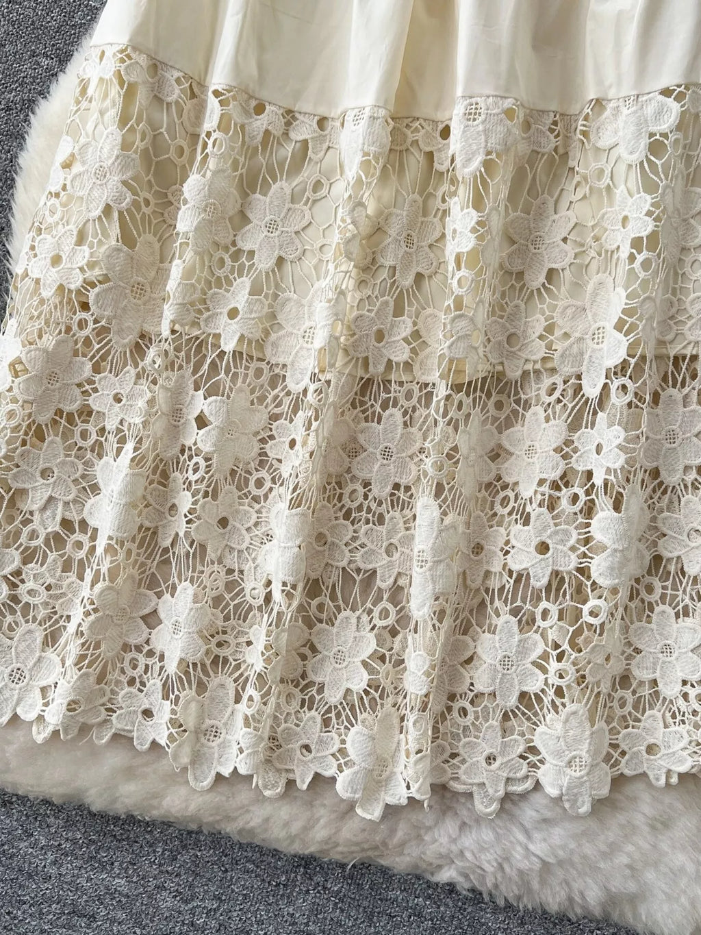 Apricot flowy lace skirt movement shot