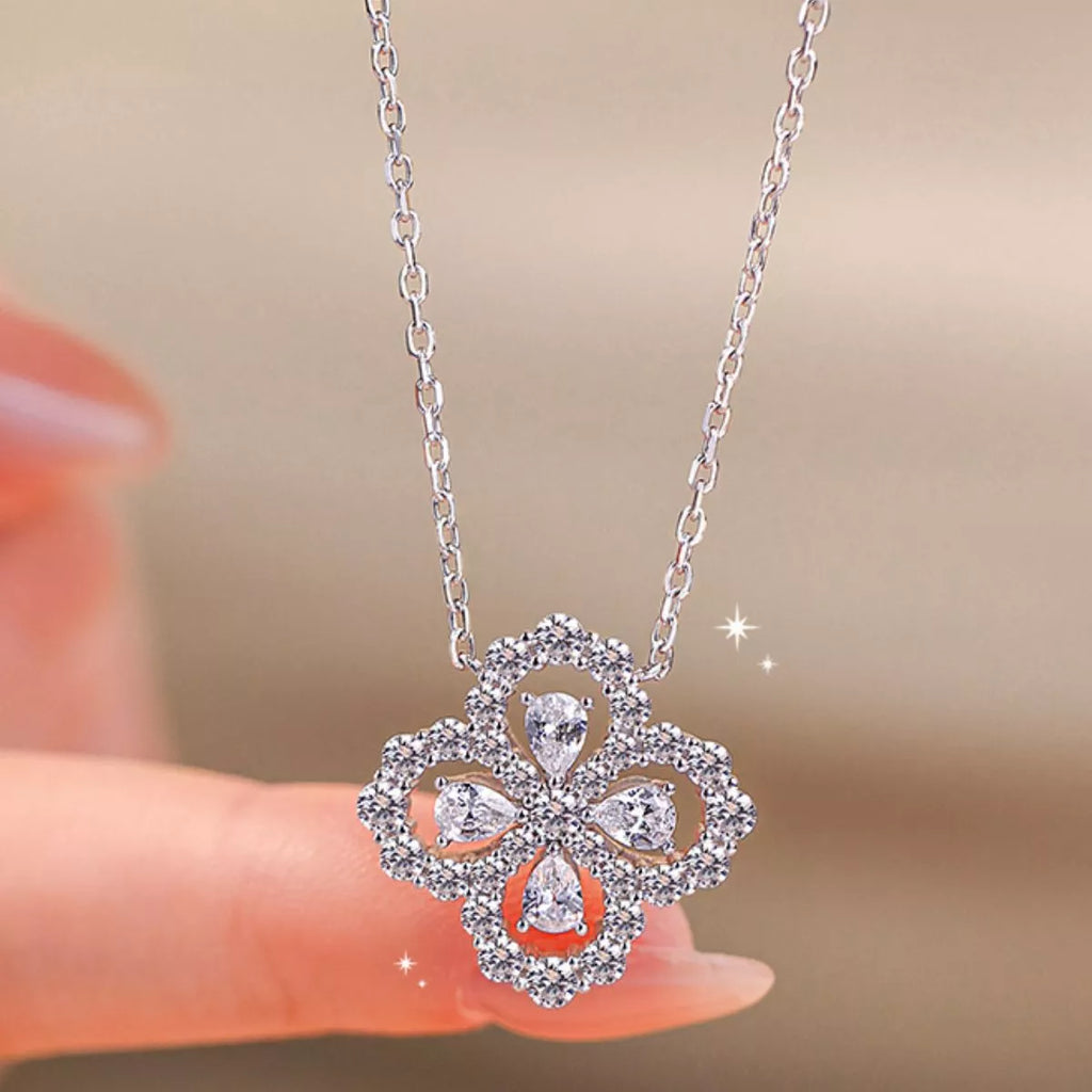Sterling silver clover necklace in gift box