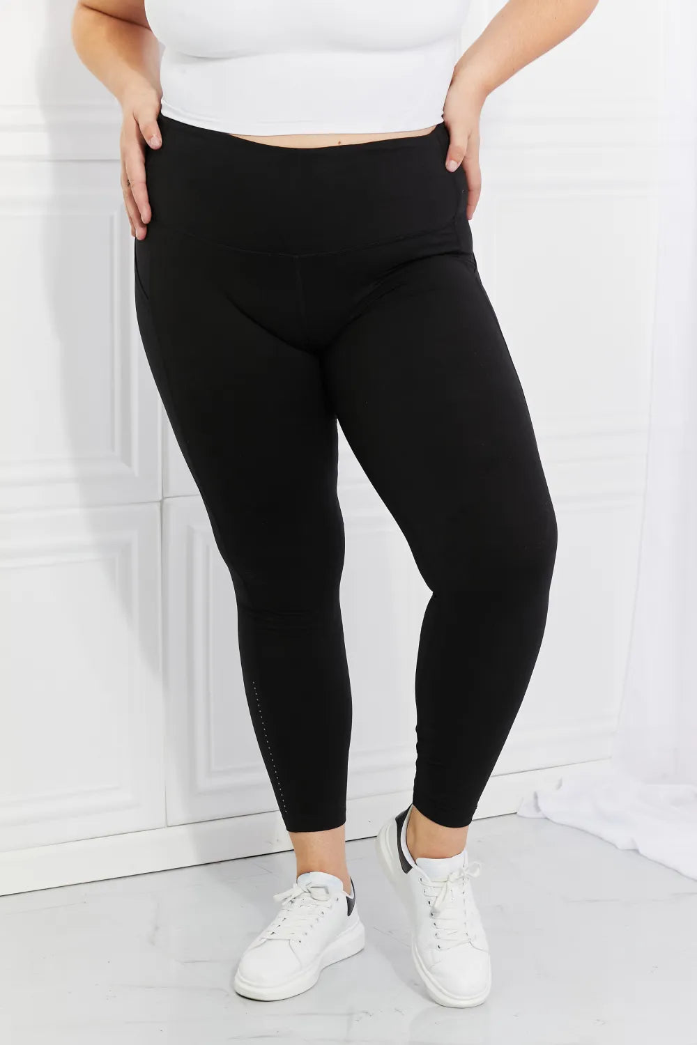 Black gym leggings back view
