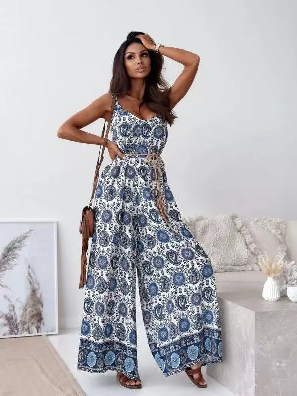 Wide leg printed jumpsuit side view