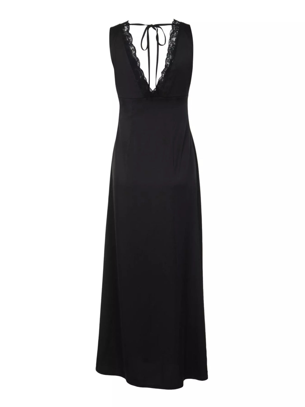 Black maxi dress tie waist detail