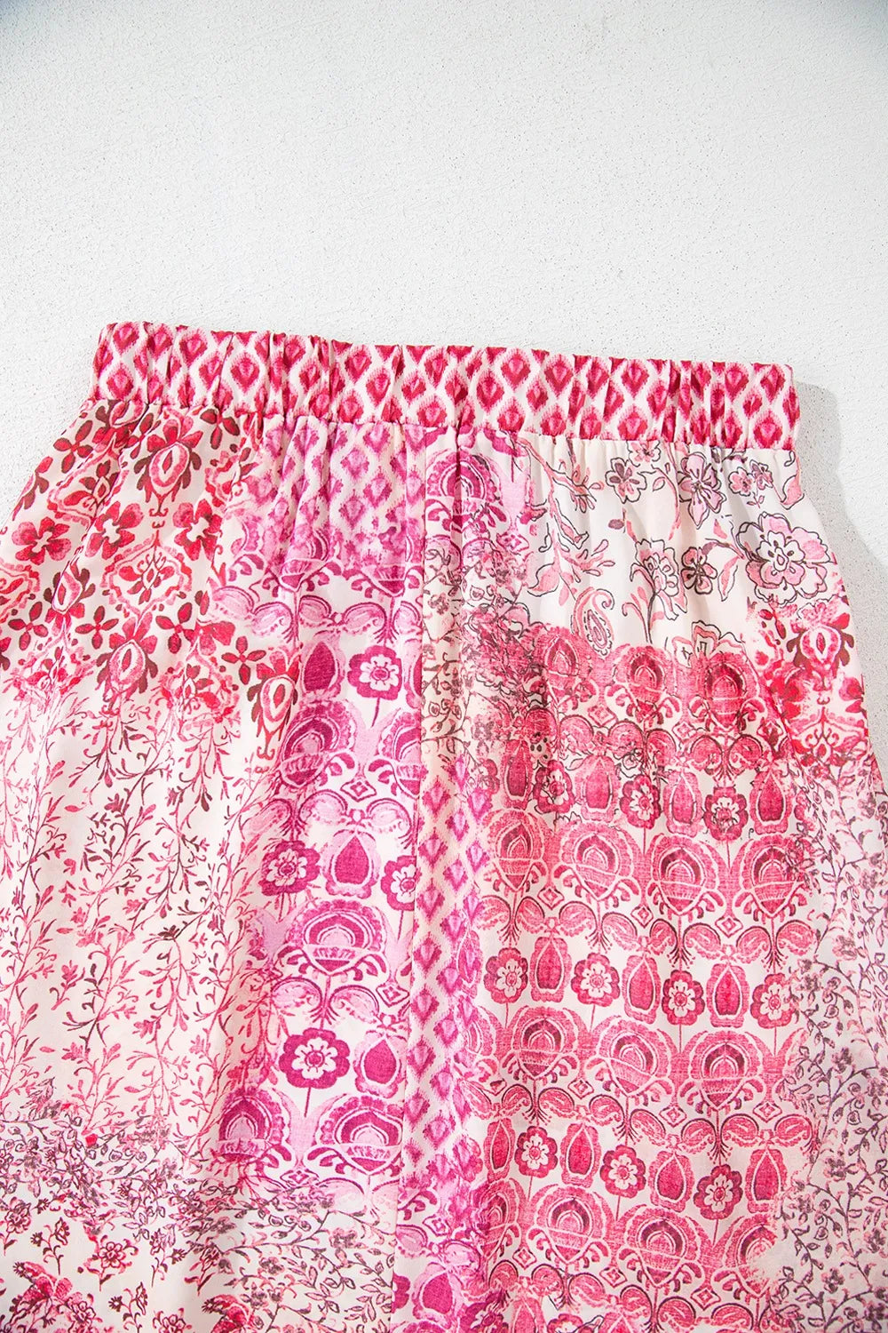 Printed maxi skirt styled with fitted top