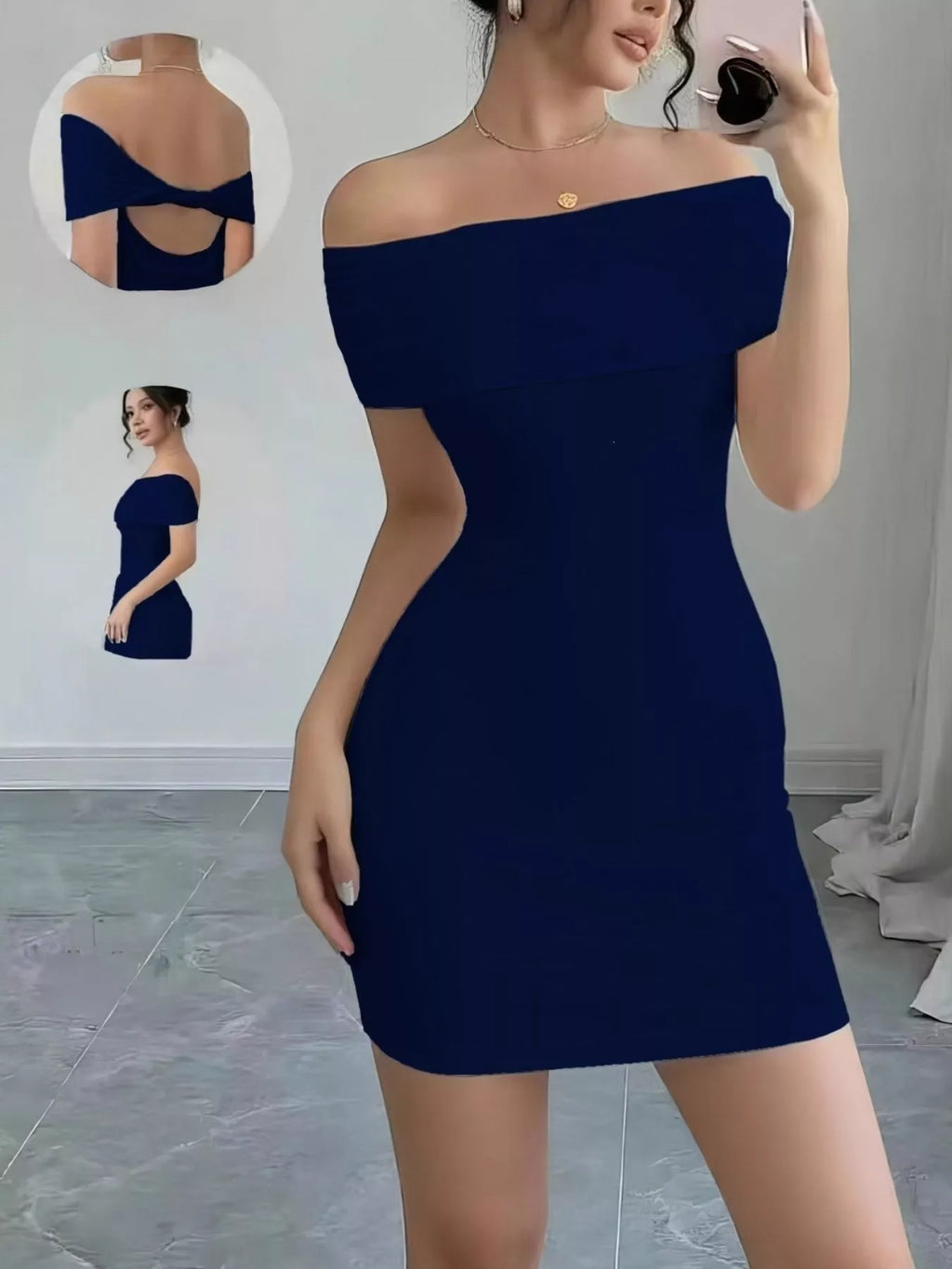 White off shoulder mini dress full length