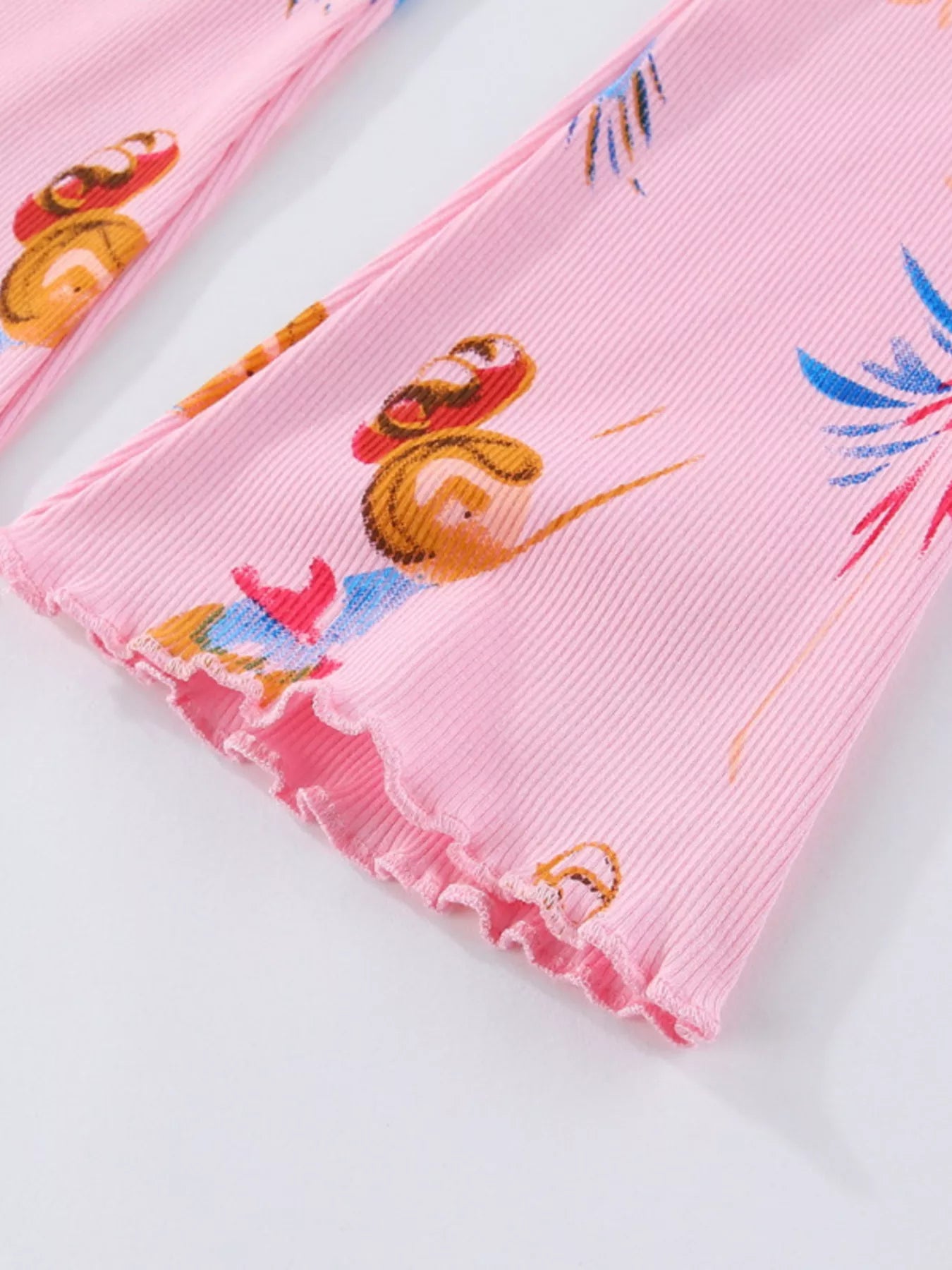 Blush pink fairy print leggings for girls full length