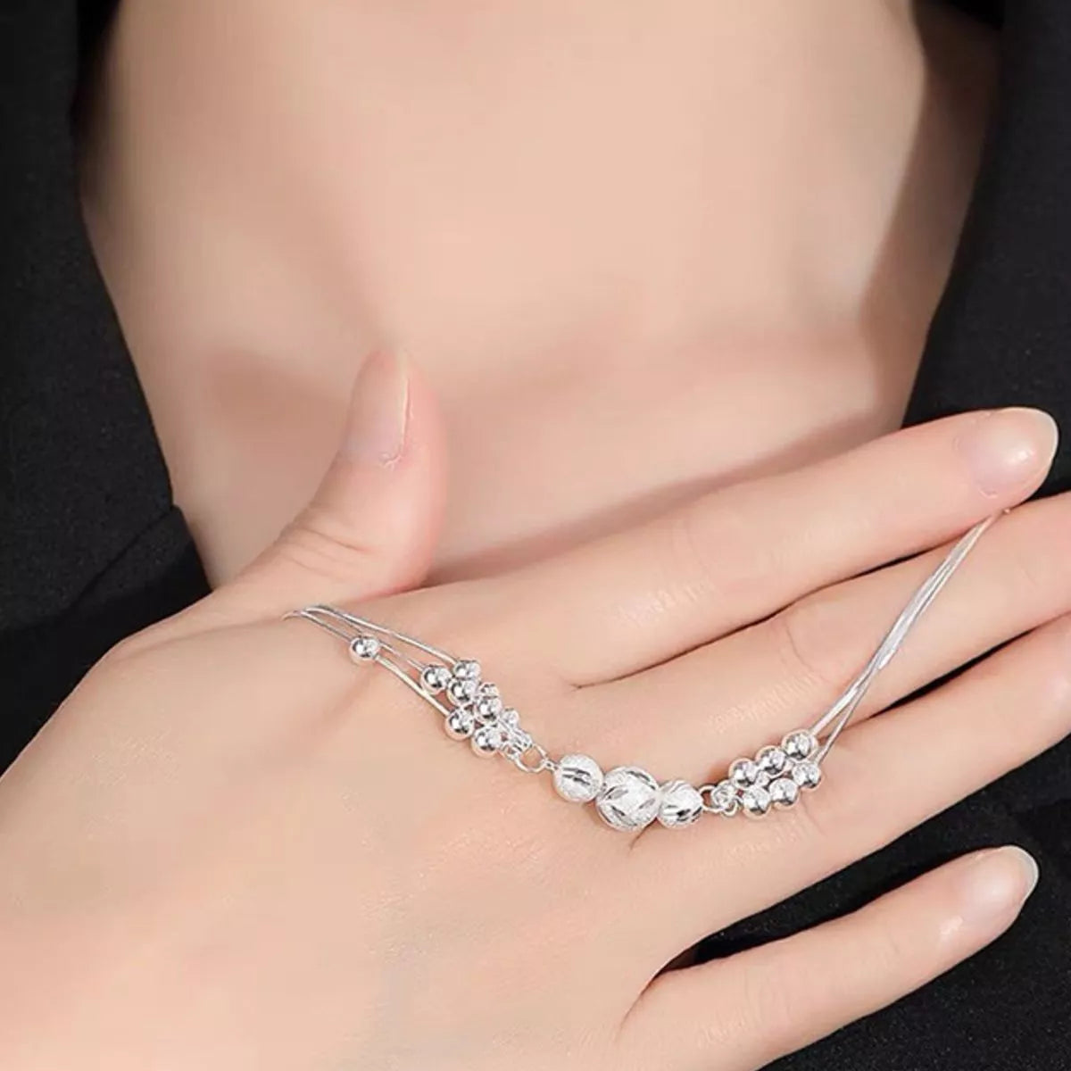 Dainty sterling silver bracelet styled view