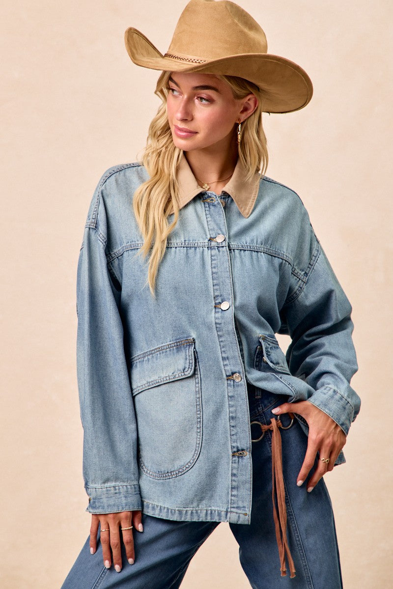 Vintage washed denim jacket - relaxed fit view