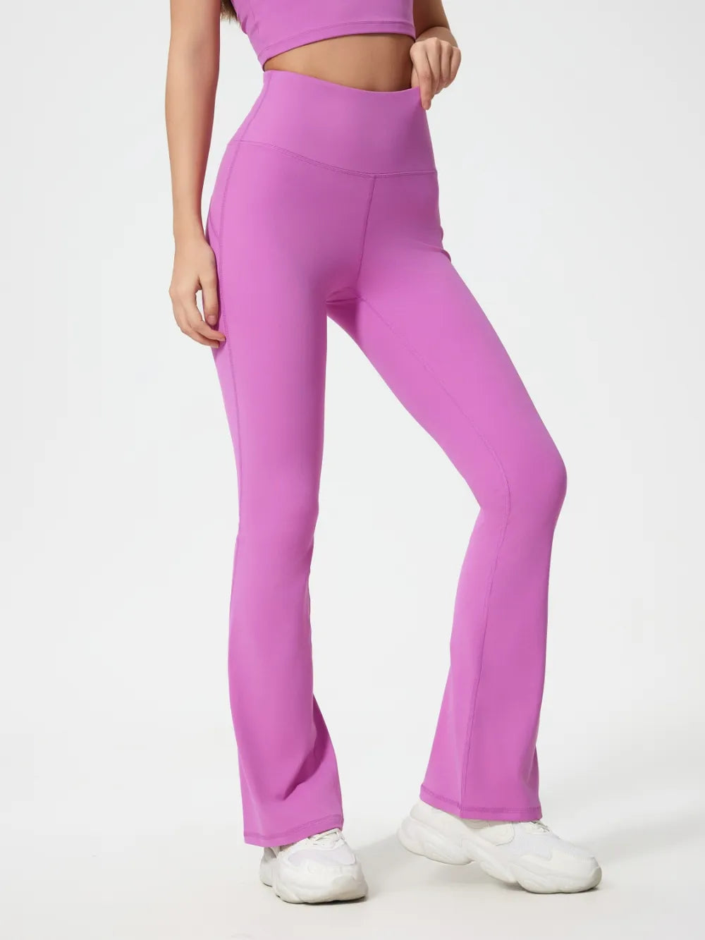 Light blue high waist active pants back view