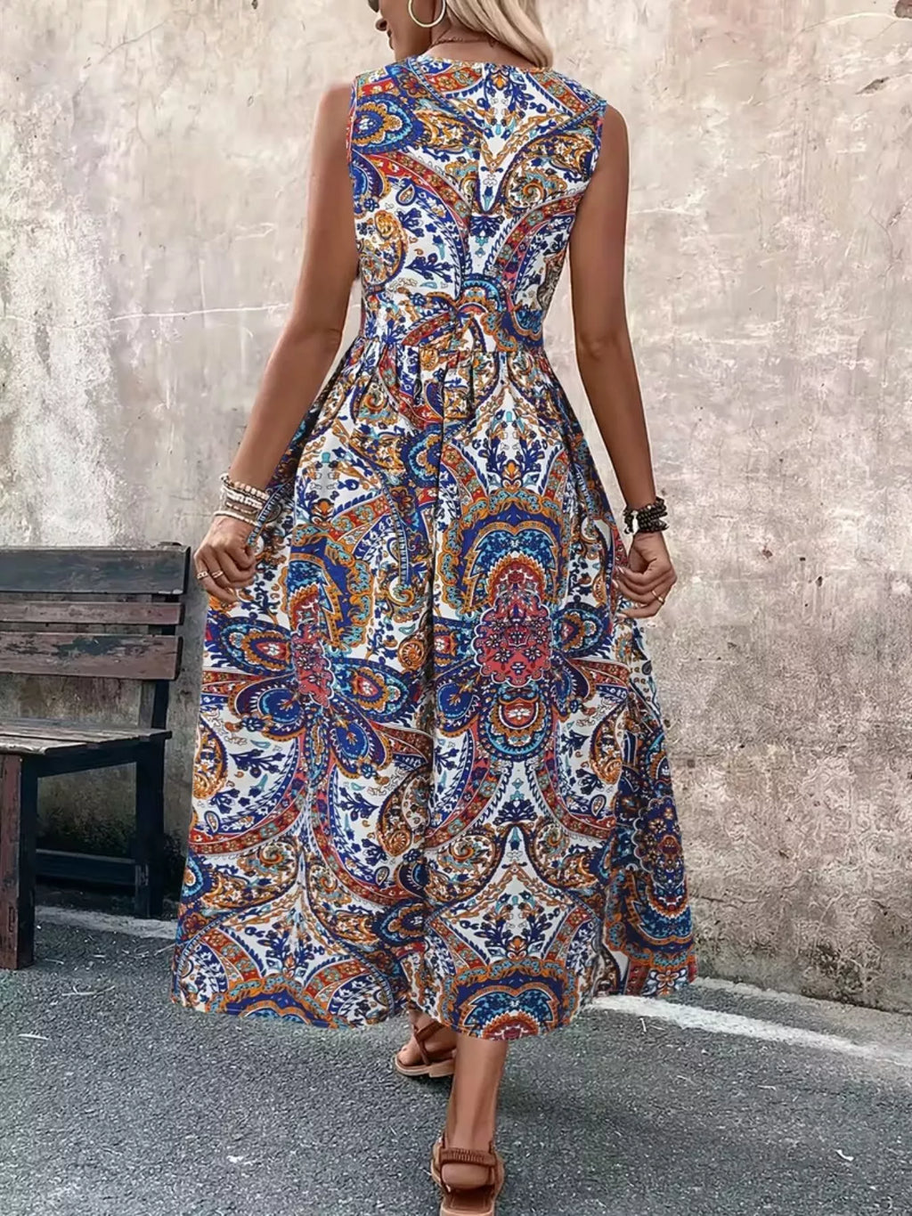 Paisley print romper back styling view