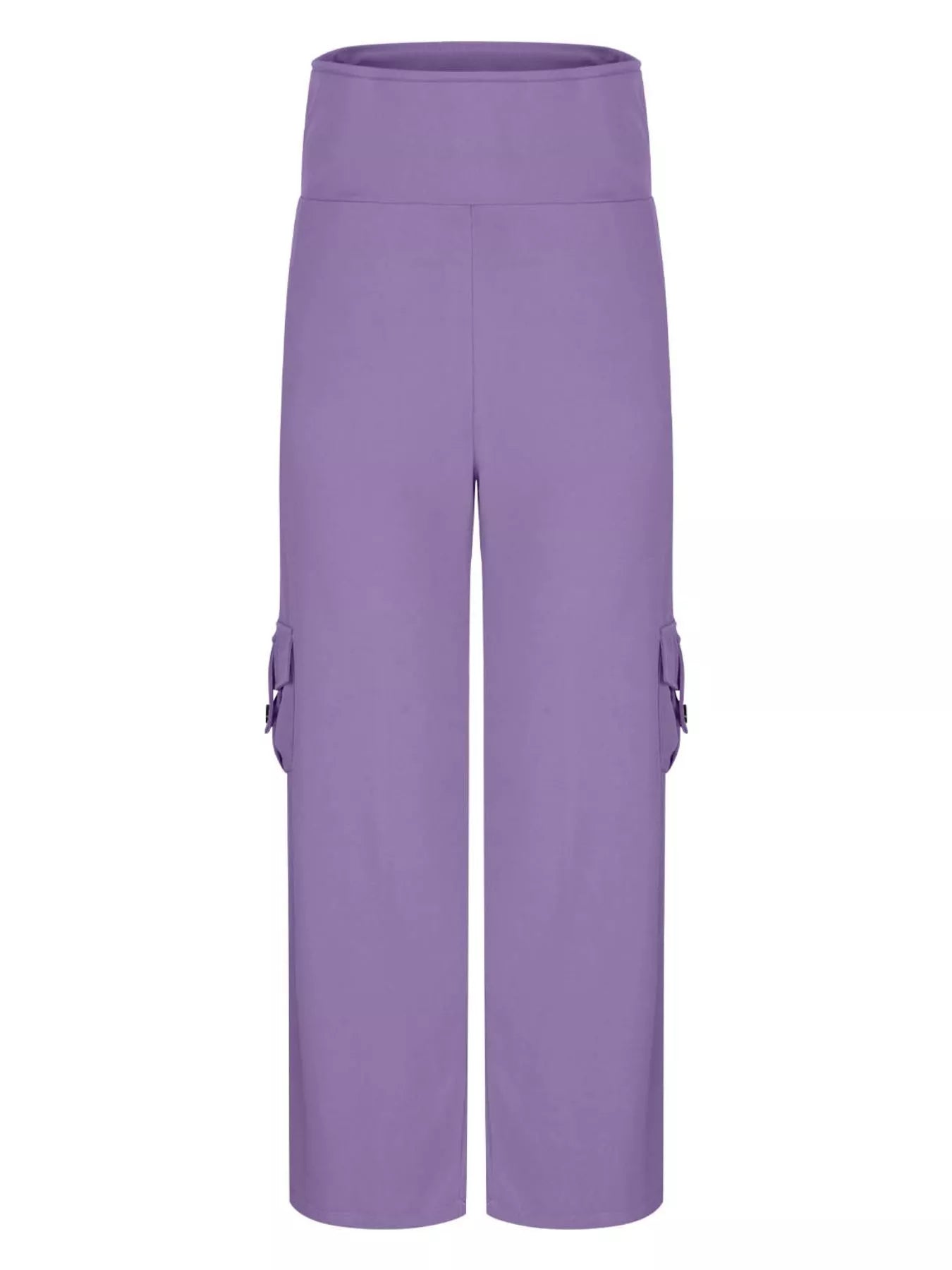 Yoga pants with pockets in blue side view