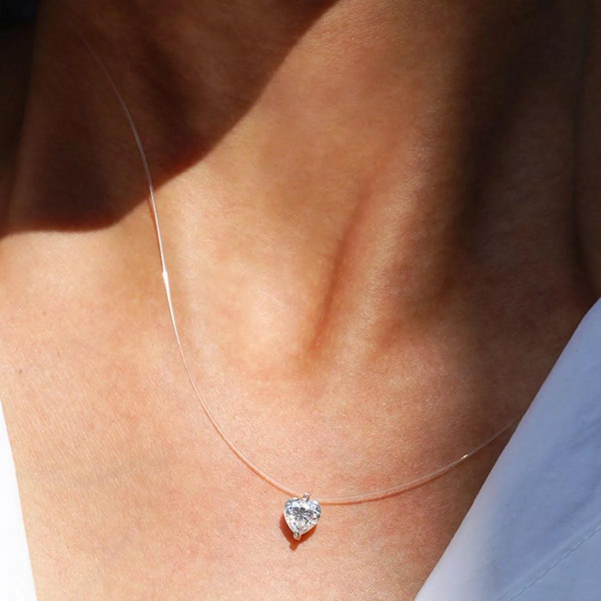 1 carat moissanite heart shaped pendant necklace front view