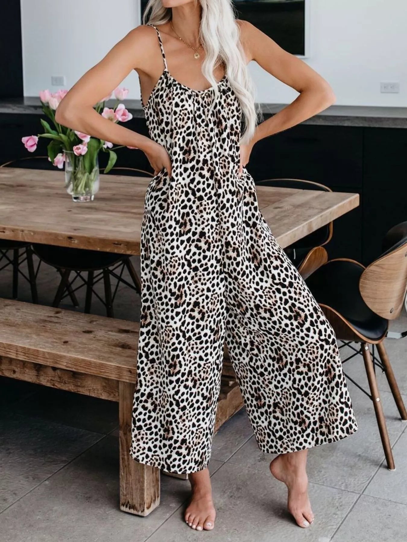 Plus size tie dye wide leg jumpsuit detail view