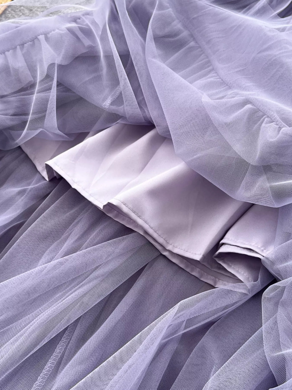 Dark purple tiered tulle skirt full length