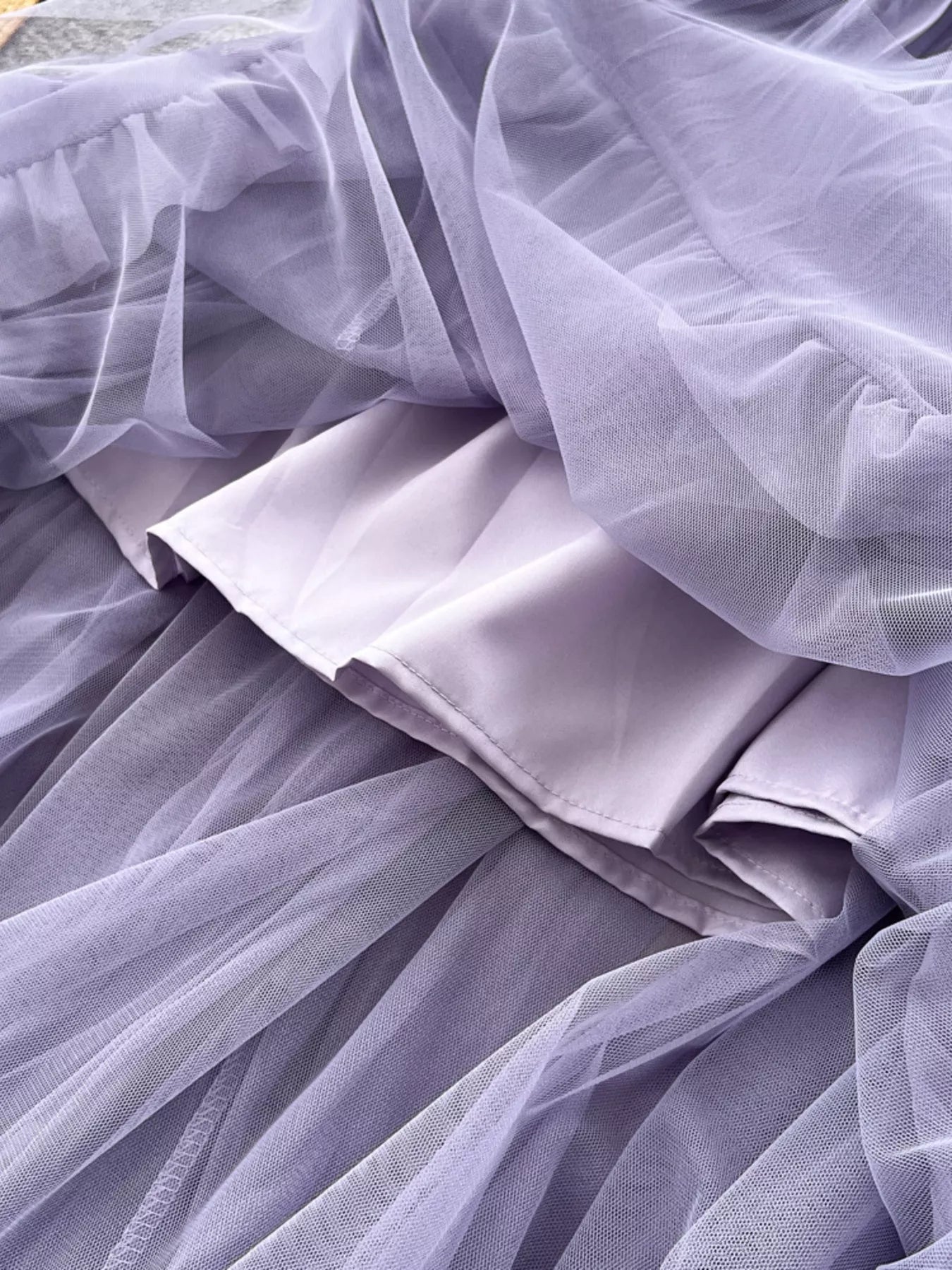 Dark purple tiered tulle skirt full length