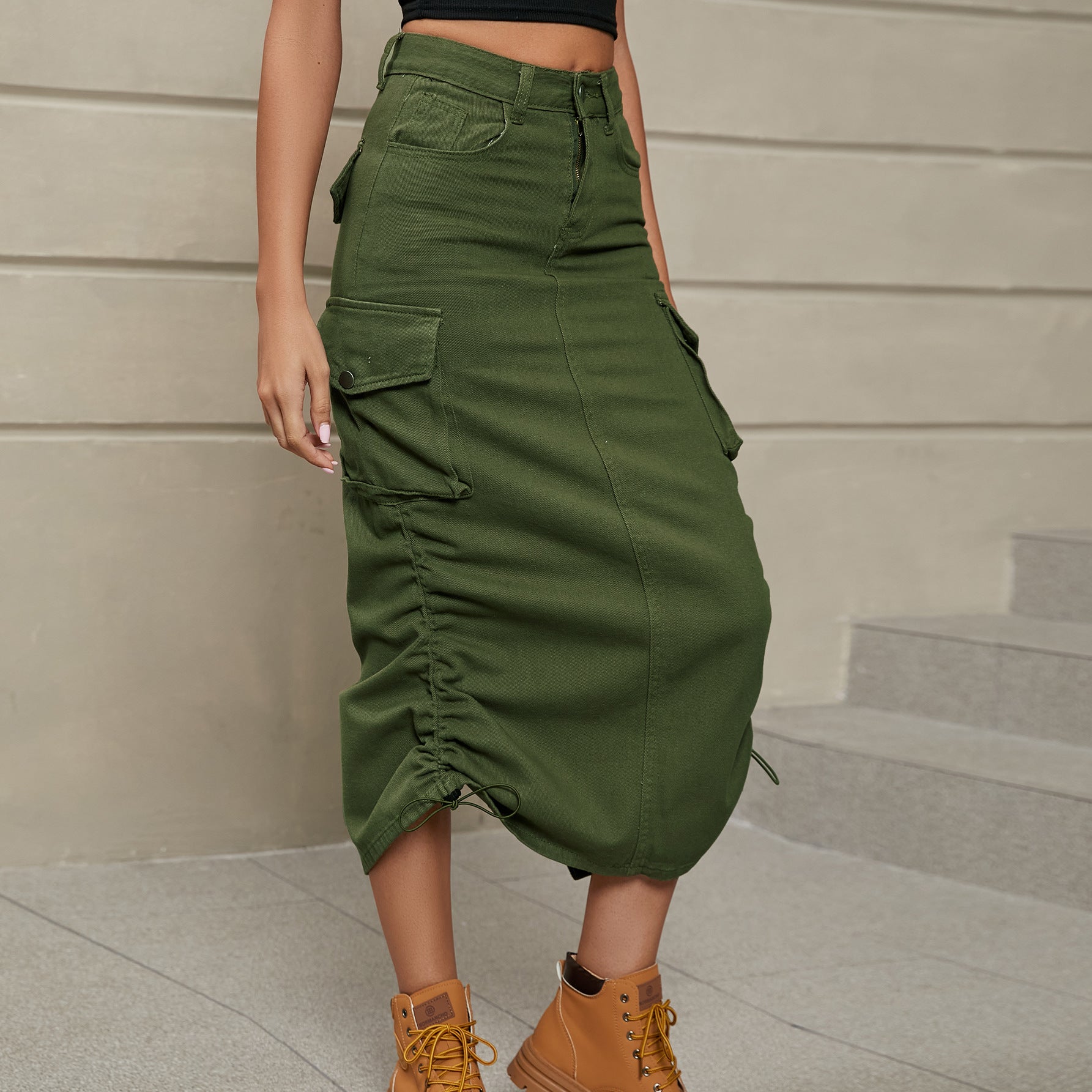 Drawstring ruched skirt color options
