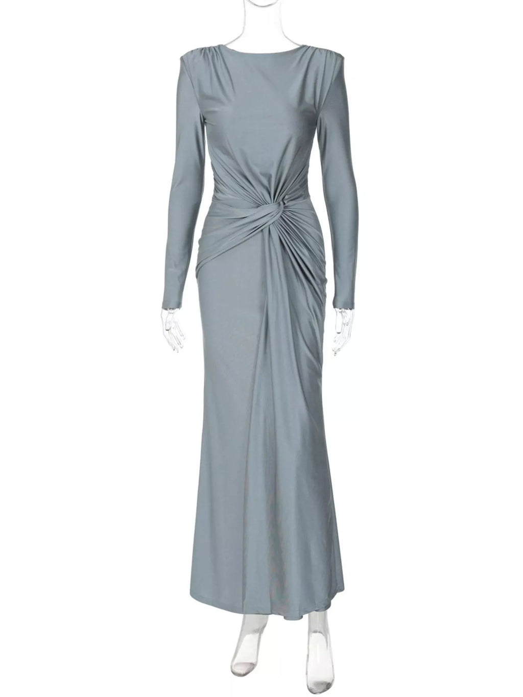 Twisted long sleeve maxi dress full front on model