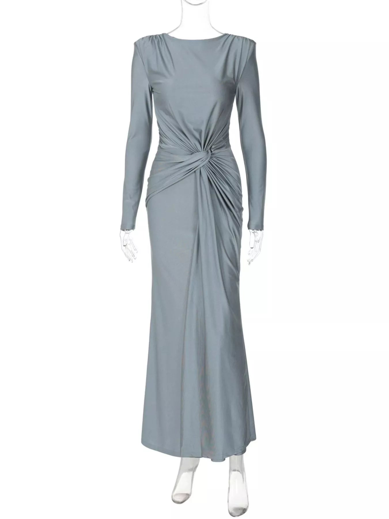 Twisted long sleeve maxi dress full front on model