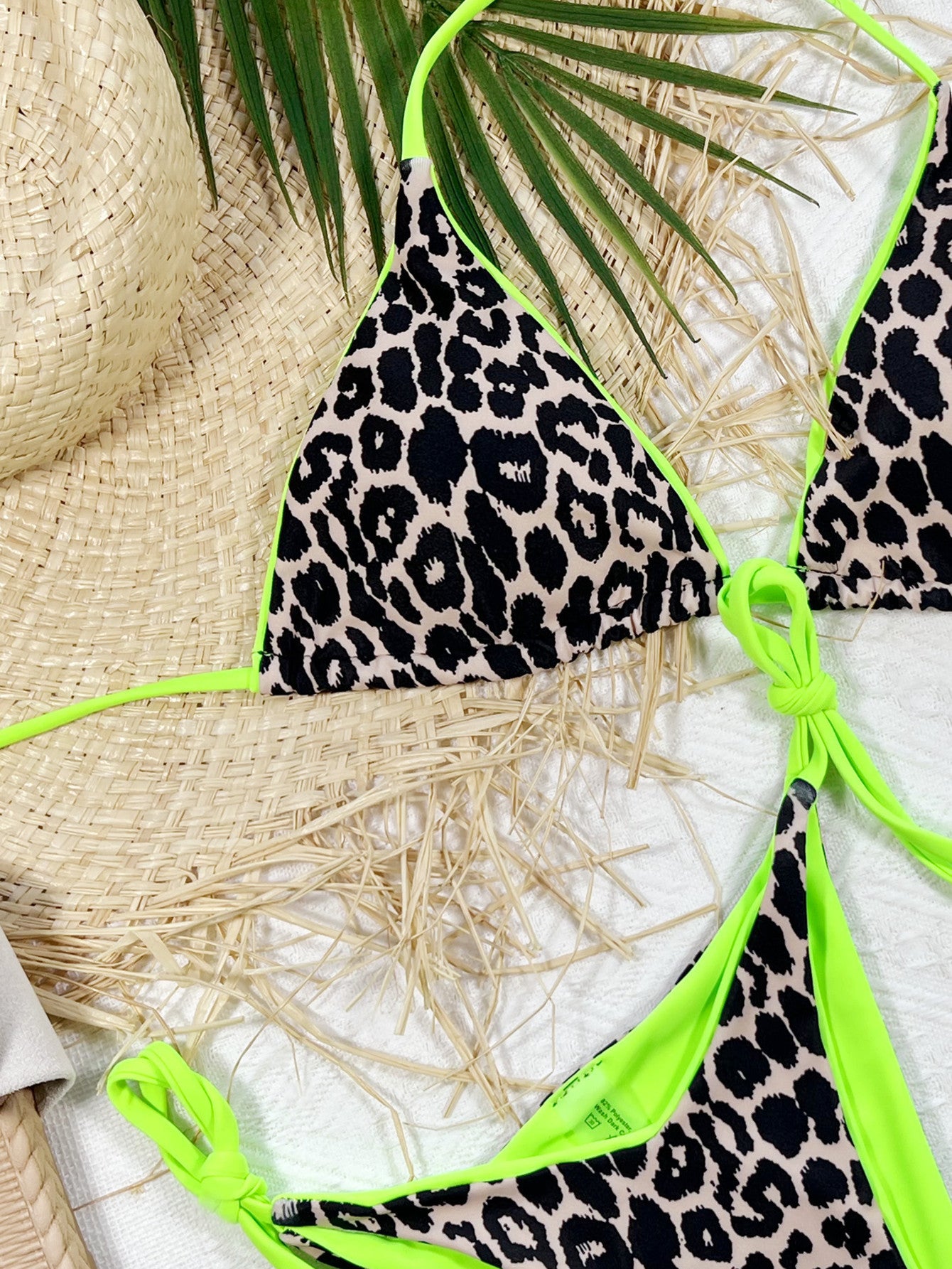 Tangerine halter bikini set front view