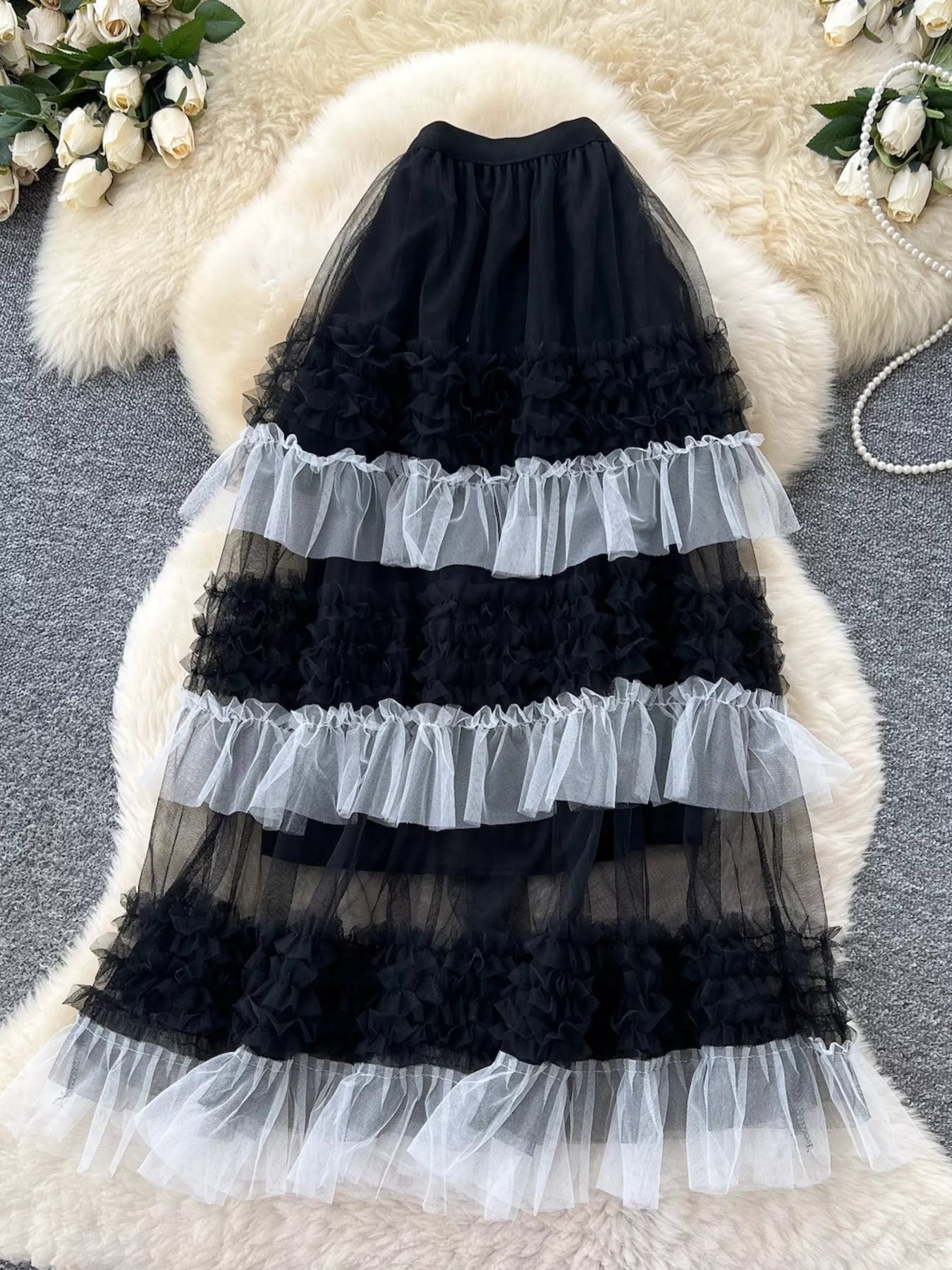 Ruffle tulle skirt evening styled look